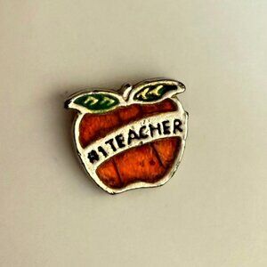 Apple-Shaped #1 Teacher Enamel Lapel Pin Brooch 0.5 Inch